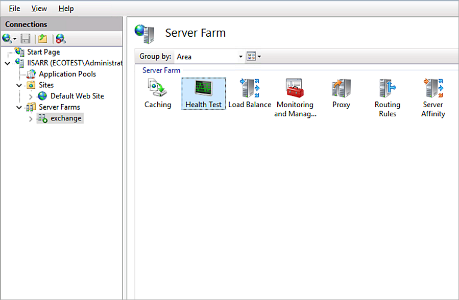 Screen shot of the Server Farm